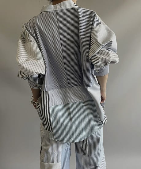 【RE;CIRCLE】 RE Patchwork Strip Shirt / 230824-003