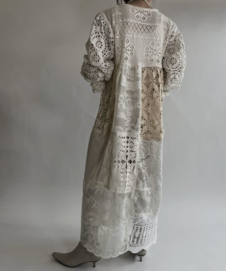 【RE;CIRCLE】 RE Crochet Lace Patchwork One-piece / 220526-011
