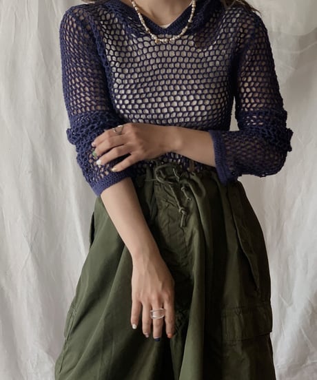 【USED】  Crochet Knit Top/210506-040