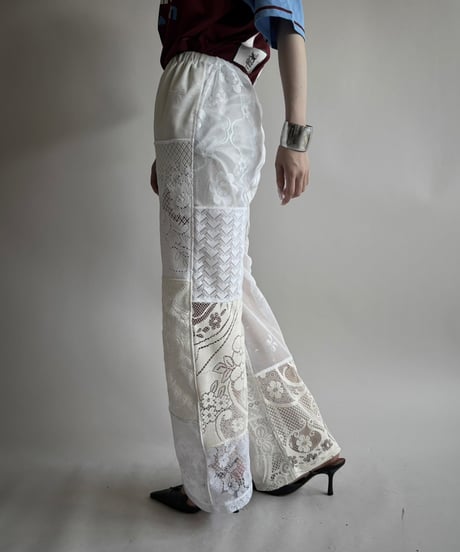 【RE;CIRCLE】 RE Crochet Lace Patch work Pants / 250731-004