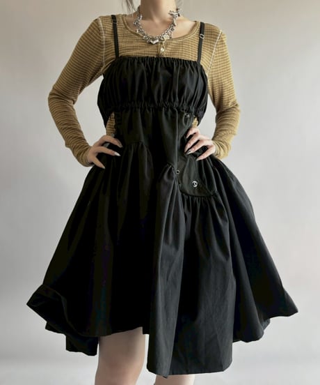 【RE;CIRCLE】 RE ARMY Gather Middle One-piece Black / 260326-002