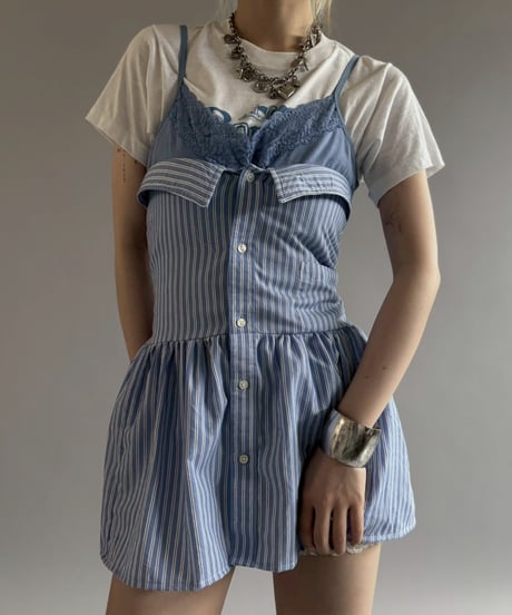 【RE;CIRCLE】  RE Stripe Shirt Mini One-Piece / 260611-004