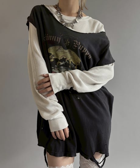 【USED】 Damage Cut-off T-shirt&Thermal Top /260607-029