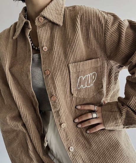 【Mashup Products】 Silk Screen Cotton 100% Corduroy Shirt/  240217-009