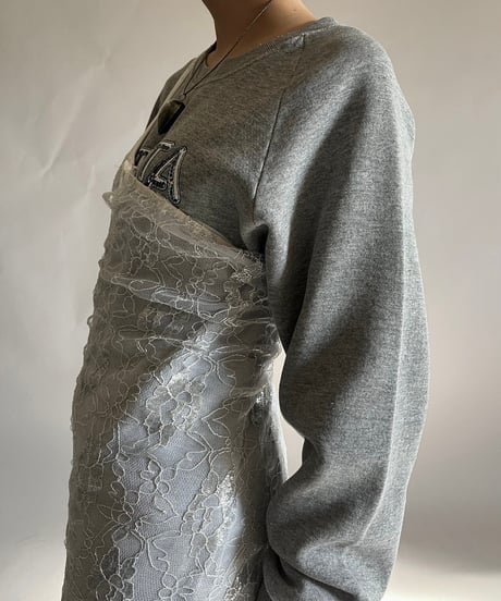 【USED】 Lace Patterned Lame Camisole Long One-Piece /241207-040