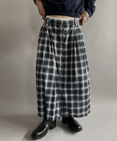【USED】 Cotton Checked Long Skirt / 220903-001