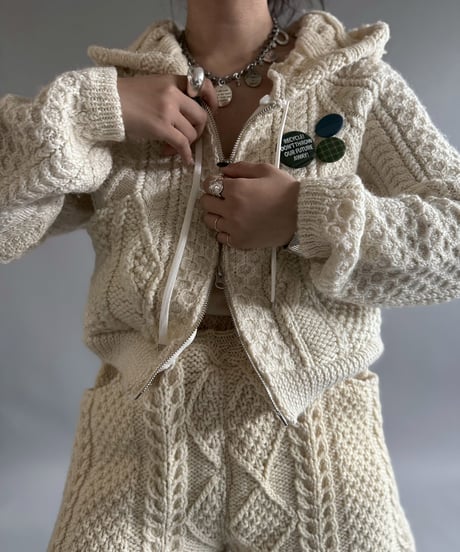 【RE;CIRCLE】 RE Aran Knit Double Zip-up Parka / Ivory / 251030-007