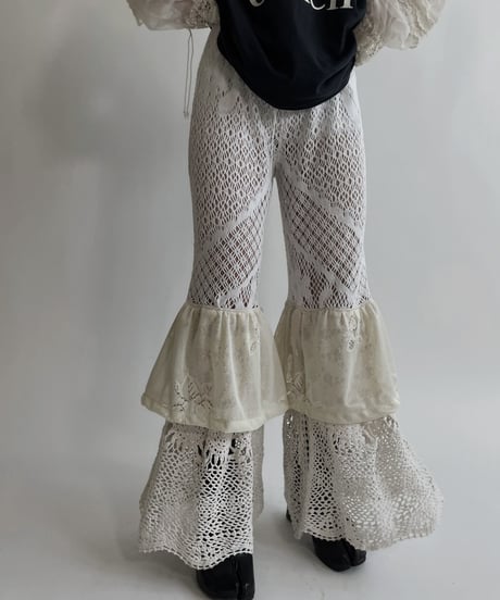 【RE;CIRCLE】 RE Crochet Lace Tiered Pants / 220427-045