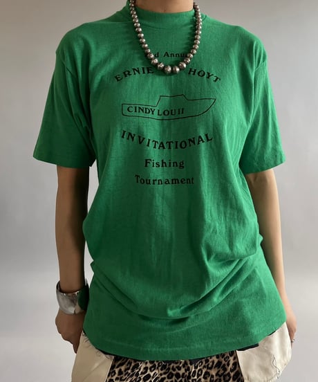 【USED】70~80's Flock Print T-Shirt /240824-049