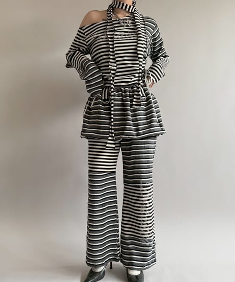 【RE;CIRCLE】 RE Border Off Shoulder Top /  250529-017