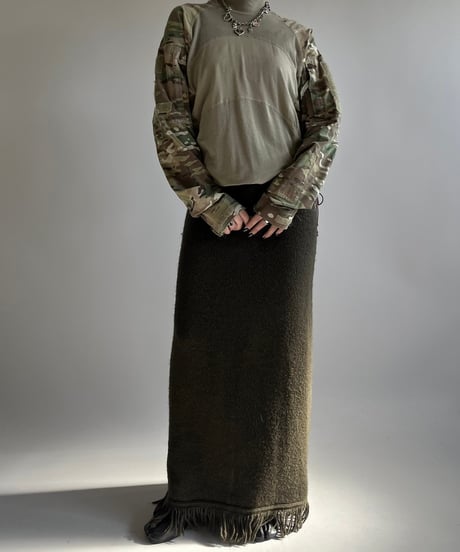 【USED】 Fringe Knit Long Skirt /250111-010