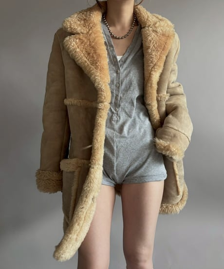 【USED】 Vintage Real Mouton Coat/ 260104-003