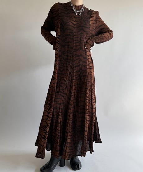 【USED】 Zebra Pattern Sheer Long One-Piece  /250322-032