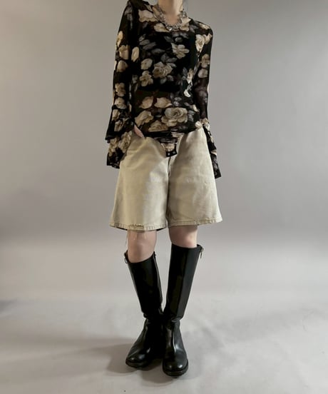 【USED】 Flower Pattern Sheer Leotard Top / 260307-025