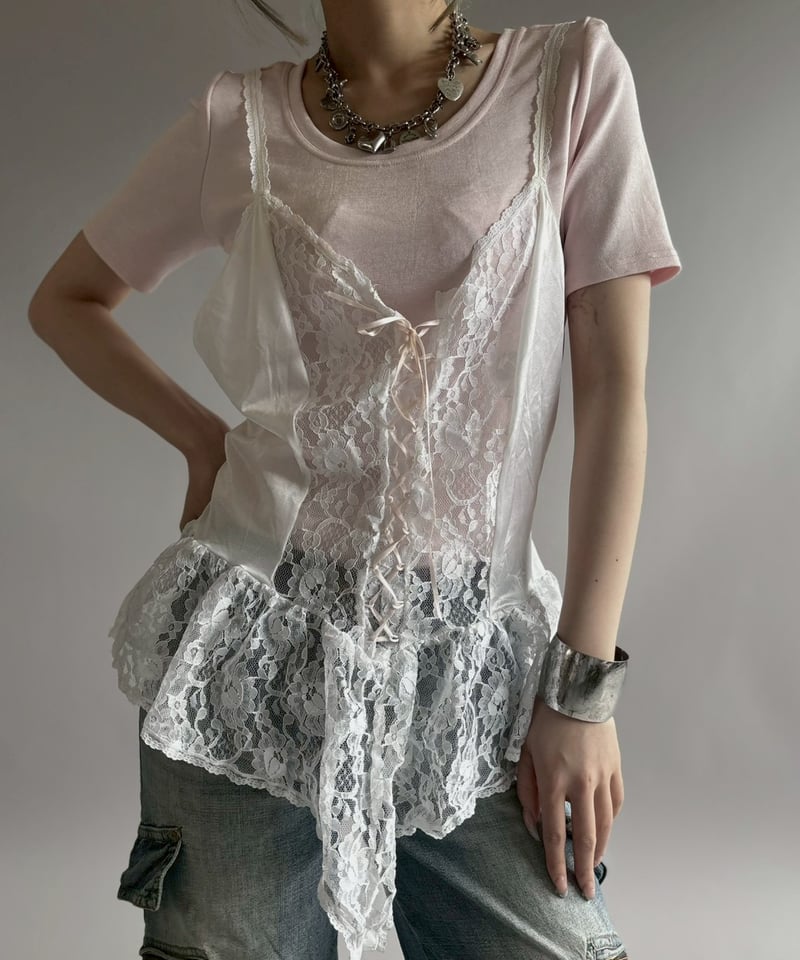 USED】 Lace Design Camisole Leotard / 260516-01