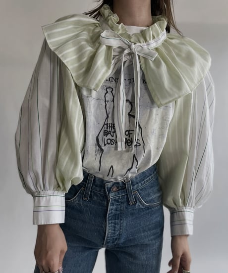 【RE;CIRCLE】 RE Striped Shirt Detachable Collar + Bolero / 220609-012