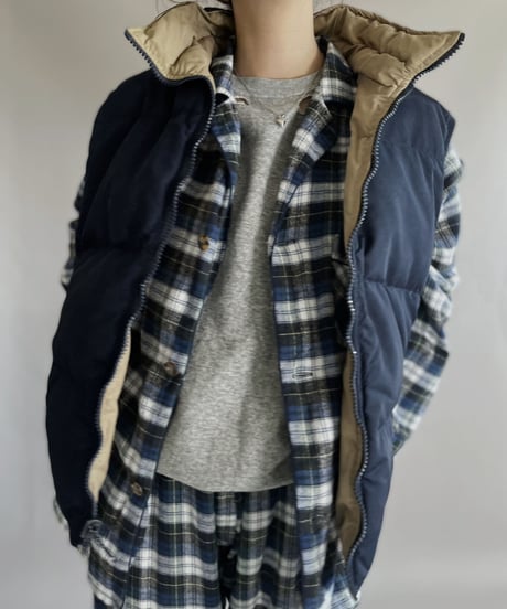 【USED】 Reversible Down Vest Beige ⇄ Navy / 221224-005
