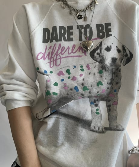 【USED】 Made in USA 90's Hanes Dog Print Sweat Top/241124-024