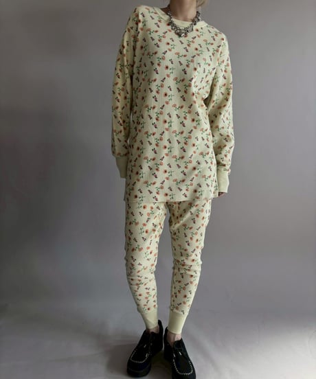 【USED】 Flower Pattern Waffle Top / 260214-012