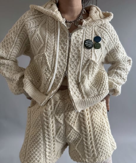 【RE;CIRCLE】 RE Aran Knit Double Zip-up Parka / Ivory / 251030-007