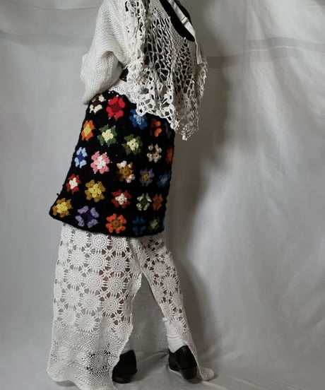 【RE;CIRCLE】 RE Granny Knit×Lace Long Skirt①/210917-005