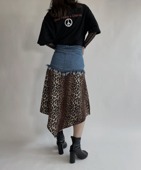 【USED】 Denim Leopard Long Skirt / 220813-004