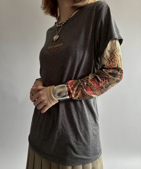 【USED】 HARLEY DAVIDSON TATTOO sleeve design top / 250913-012