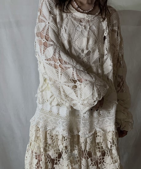 【RE;CIRCLE】  RE Crochet L/S Dress ①/210512-009