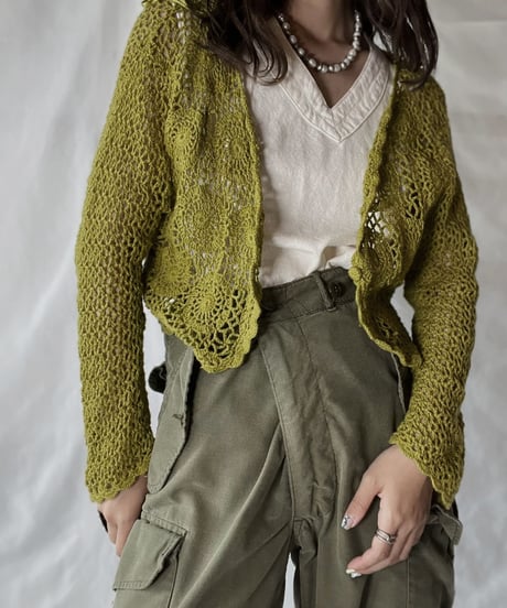 【USED】   Crochet Knit L/S Top③/210921-039