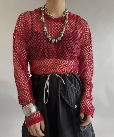 【USED 】 Mesh Hoodie Top /240505-019