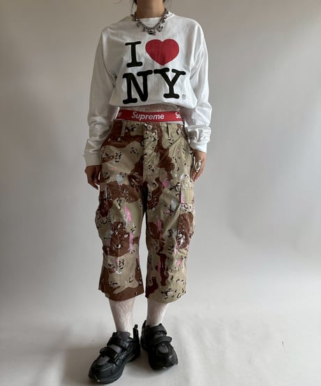 【USED】 Military Camouflage Painted Cut off Shorts  / 250719-017