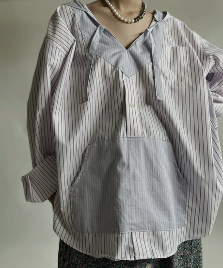 【RE;CIRCLE】 RE Stripe Shirt Mexican Hoodie / 220423-033