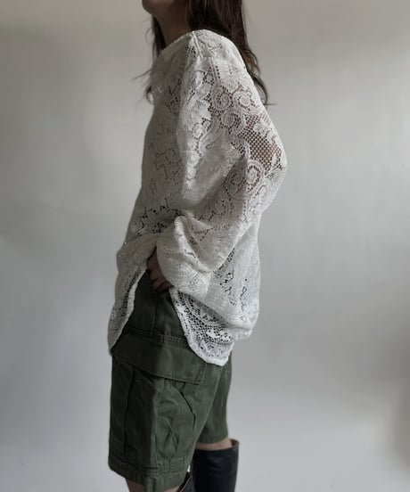 【RE;CIRCLE】 RE Crochet Lace Big Shirt / 220427-007