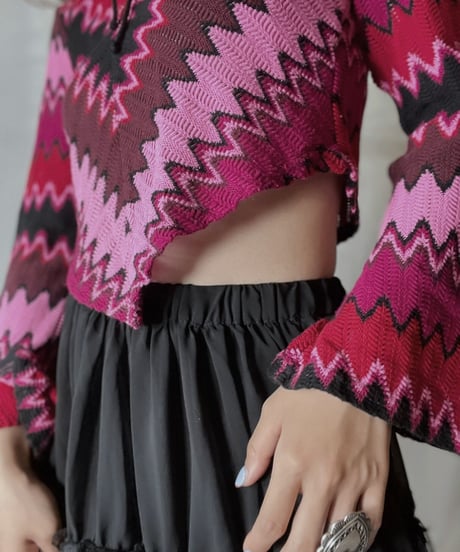 【USED】  Crochet Knit L/S Top⑥/211014-045