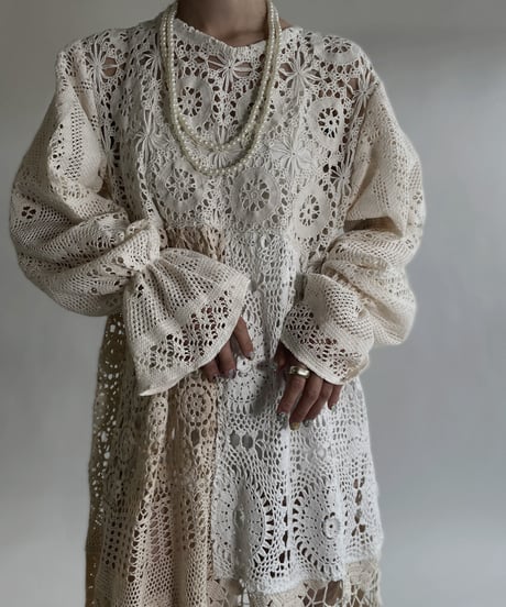 【RE;CIRCLE】 RE Crochet Lace Patchwork One-piece / 220526-010