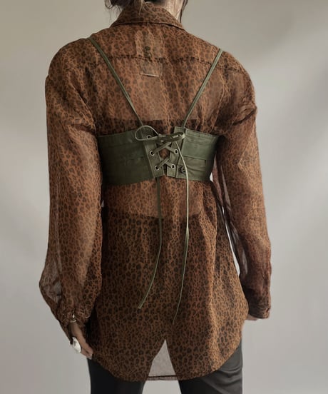 【USED】  L/S Leopard Patterned Sheer Shirt / 230907-008