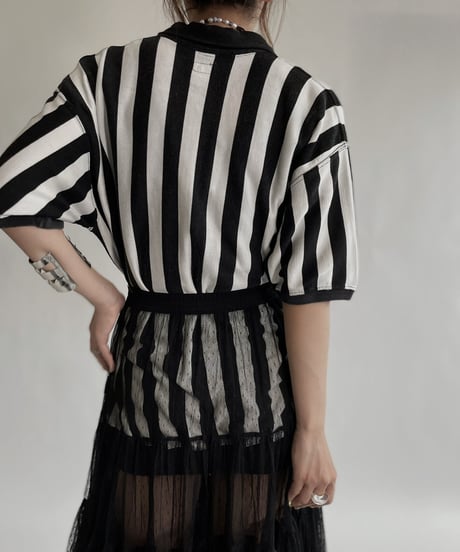 【USED】 Poly Long Sleeve Striped Top / 220709-017