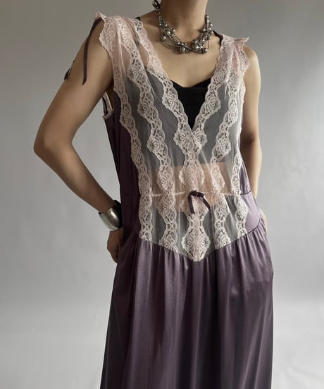 【USED】 Lace Patterned Camisole Long One-Piece  /240928-006