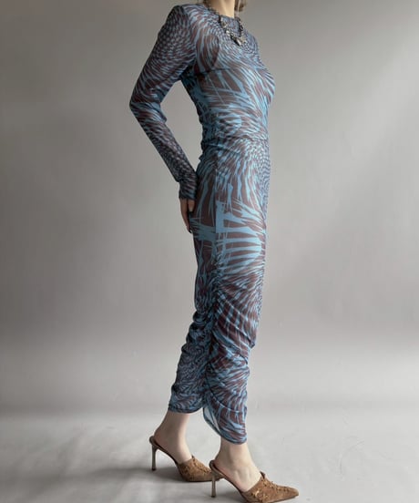 【USED】 Star Pattern Sheer Long One-Piece/ 260418-030
