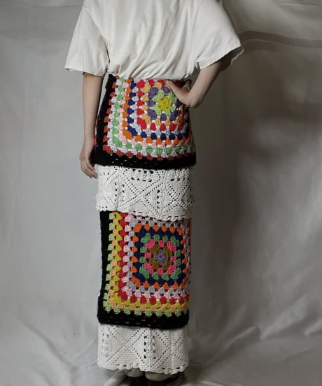 【RE;CIRCLE】 RE Granny Knit×Lace Long Skirt②/210917-007