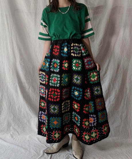 【RE;CIRCLE】 RE Granny Knit Long Skirt③/210421-015