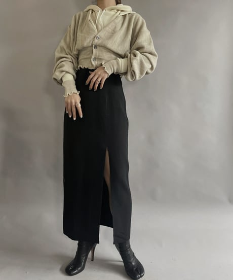 【RE;CIRCLE】 RE Acrylic Knit Cardigan + Hoodie White × Beige / 230220-012