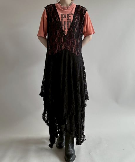 【USED】 Lace Pattern N/S Long One-Piece  / 250628-012