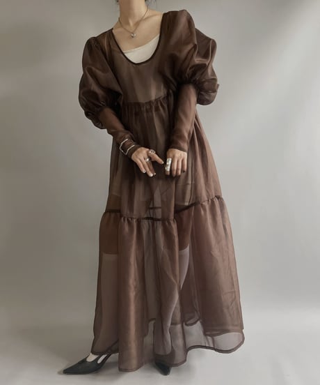 【RE;CIRCLE】 RE Sheer Puff Sleeve One-piece / 230706-004