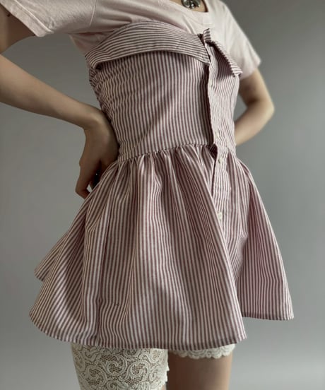 【RE;CIRCLE】  RE Stripe Shirt Mini One-Piece / 260611-001