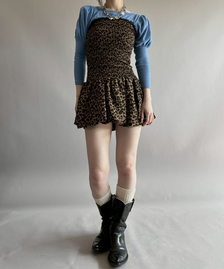 【USED】 Leopard Pattern Balloon Camisole One-Piece/ 260314-003