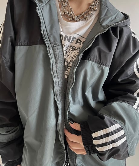 【USED】 90's adidas Nylon Fleece Reversible jacket /241228-016