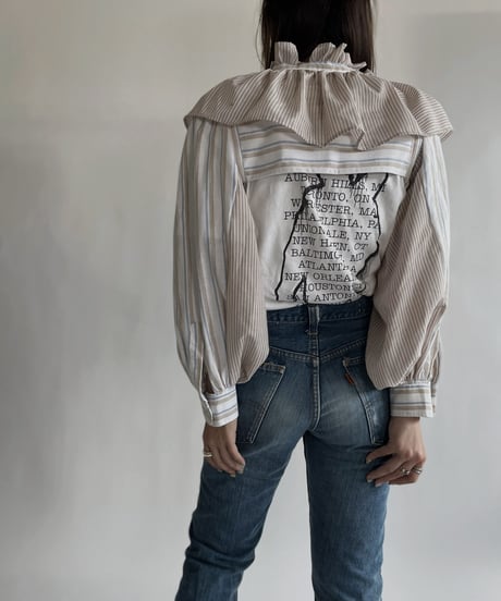【RE;CIRCLE】 RE Striped Shirt Detachable Collar + Bolero / 220609-011