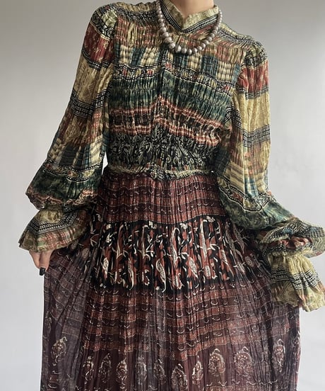 【RE;CIRCLE】 RE Indian Cotton Balloon Sleeved One-piece / 240912-006