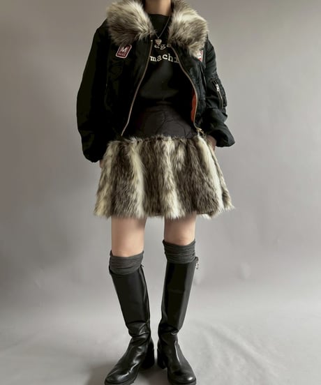 【RE;CIRCLE】  RE MA-1 Patched Fur Collar Short Jacket Black/ 251120-004